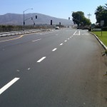EdisonEntrance Bike lane is now striped left of the right turn lane, way less confusing than before.